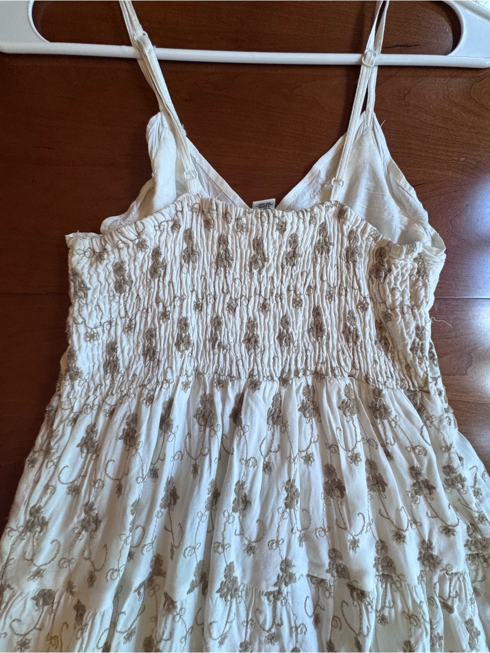 Jessica Simpson Embroidered White Tired Mini Dress Spaghetti Straps size S - Picture 10 of 11